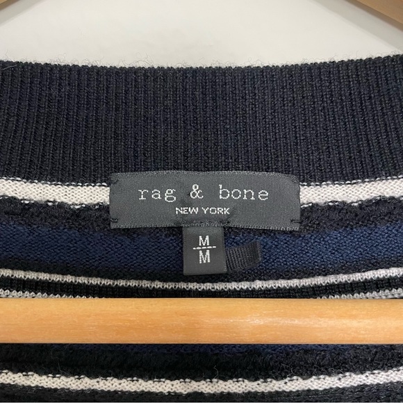 RAG & BONE Diana Extra Fine Merino Wool Oversized Black and Navy Sweater Size M - Picture 4 of 10